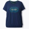 T-shirt oversized με πολύχρωμο τύπωμα, στρογγυλή λαιμόκοψη και κοντά μανίκια