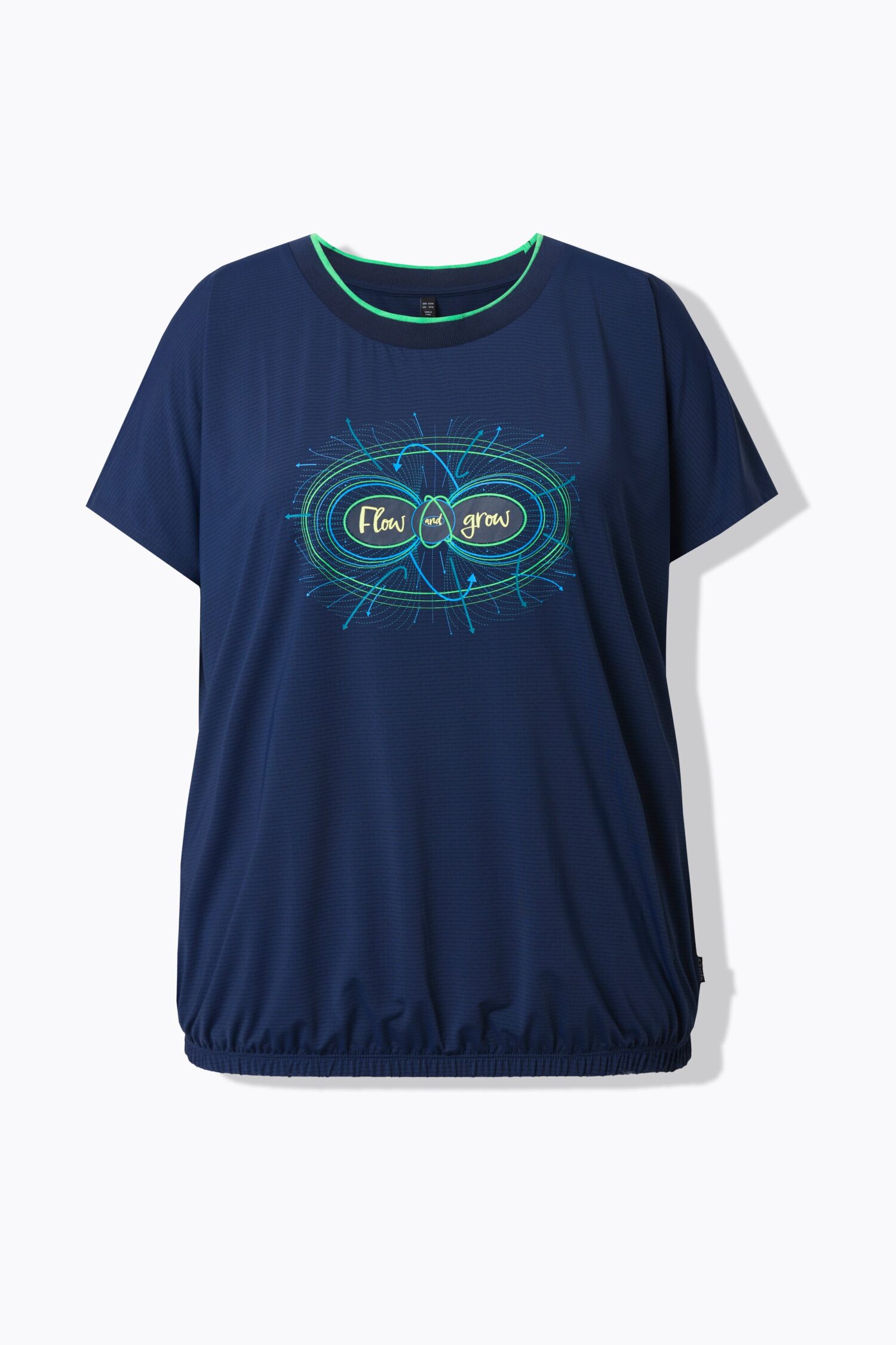 T-shirt oversized με πολύχρωμο τύπωμα, στρογγυλή λαιμόκοψη και κοντά μανίκια