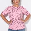 T-shirt oversized με σχέδιο kiss και κοντά μανίκια