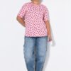 T-shirt oversized με σχέδιο kiss και κοντά μανίκια