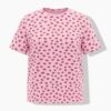 T-shirt oversized με σχέδιο kiss και κοντά μανίκια