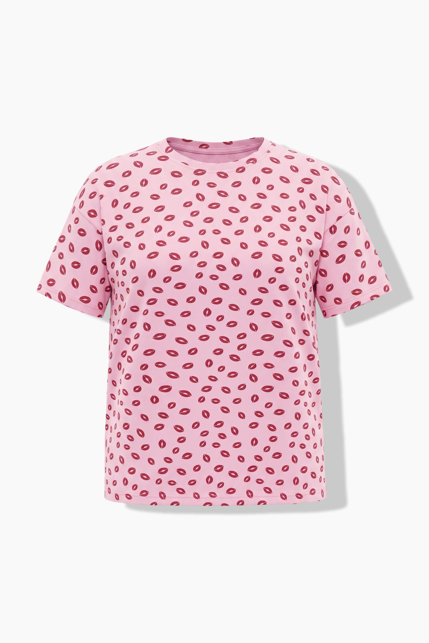 T-shirt oversized με σχέδιο kiss και κοντά μανίκια