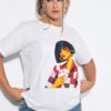 T-shirt oversized με τύπωμα model και κοντά μανίκια
