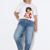T-shirt oversized με τύπωμα model και κοντά μανίκια