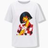 T-shirt oversized με τύπωμα model και κοντά μανίκια