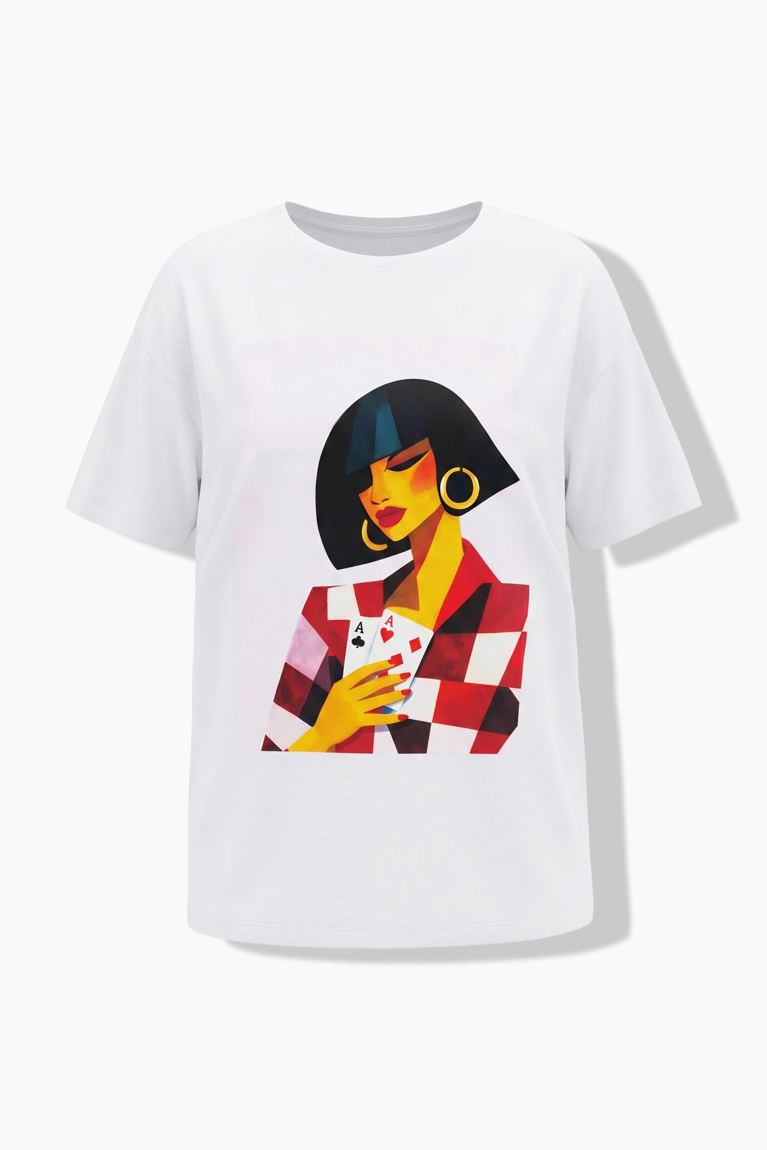 T-shirt oversized με τύπωμα model και κοντά μανίκια