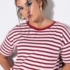 T-shirt oversized, ριγέ με κοντά μανίκια