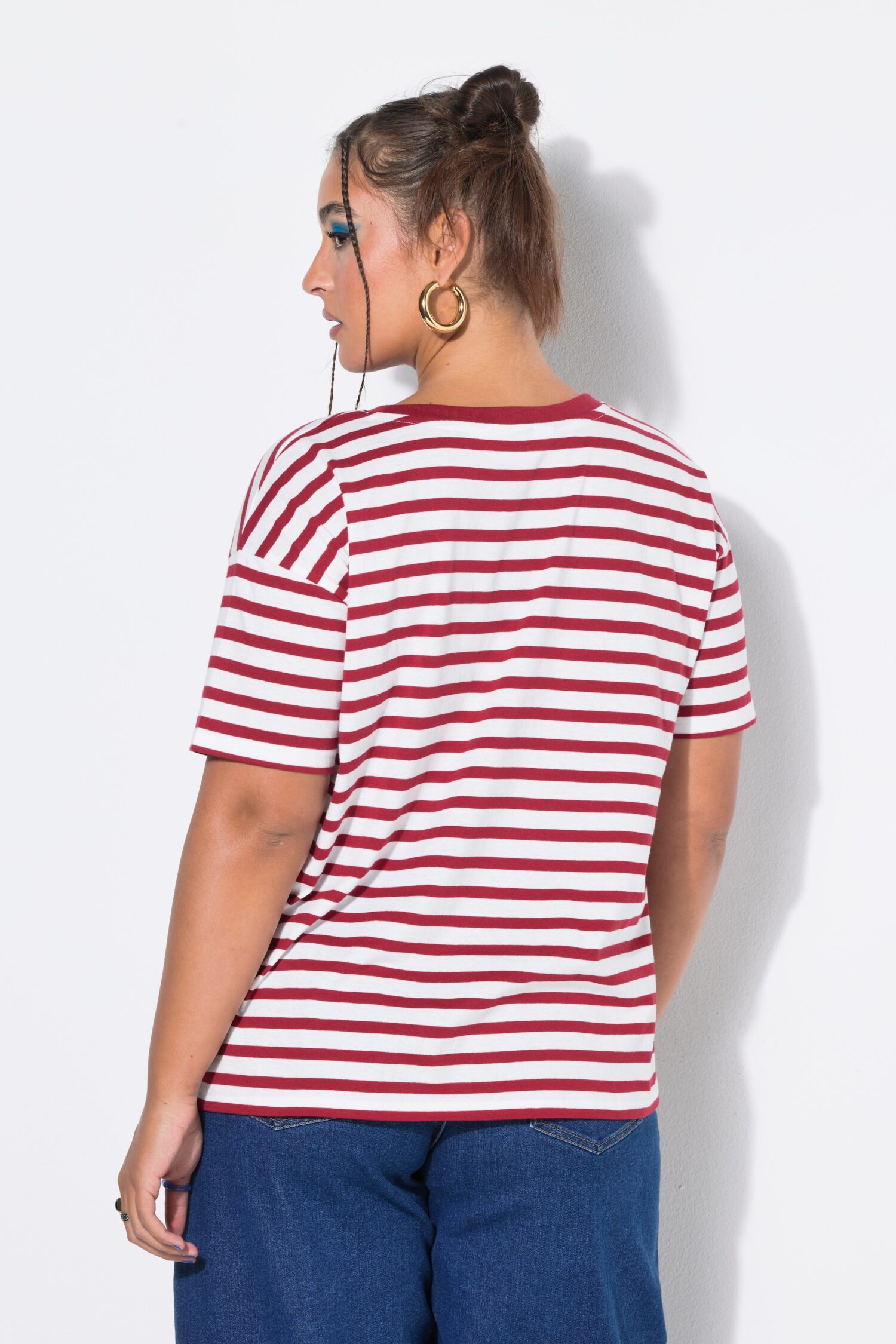 T-shirt oversized, ριγέ με κοντά μανίκια