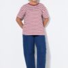 T-shirt oversized, ριγέ με κοντά μανίκια