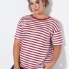 T-shirt oversized, ριγέ με κοντά μανίκια