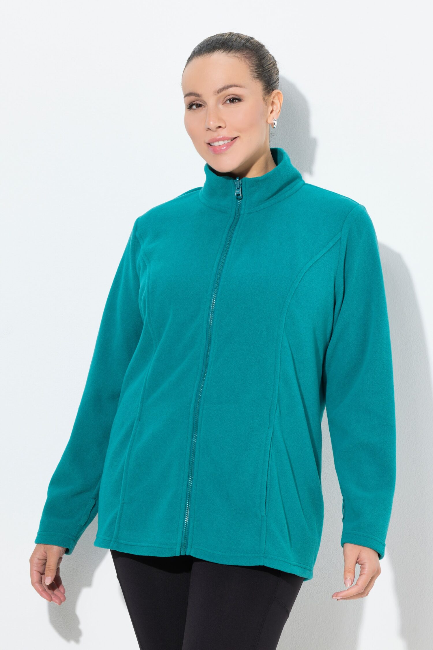 Ζακέτα fleece με φερμουάρ, όρθιο γιακά και μακριά μανίκια