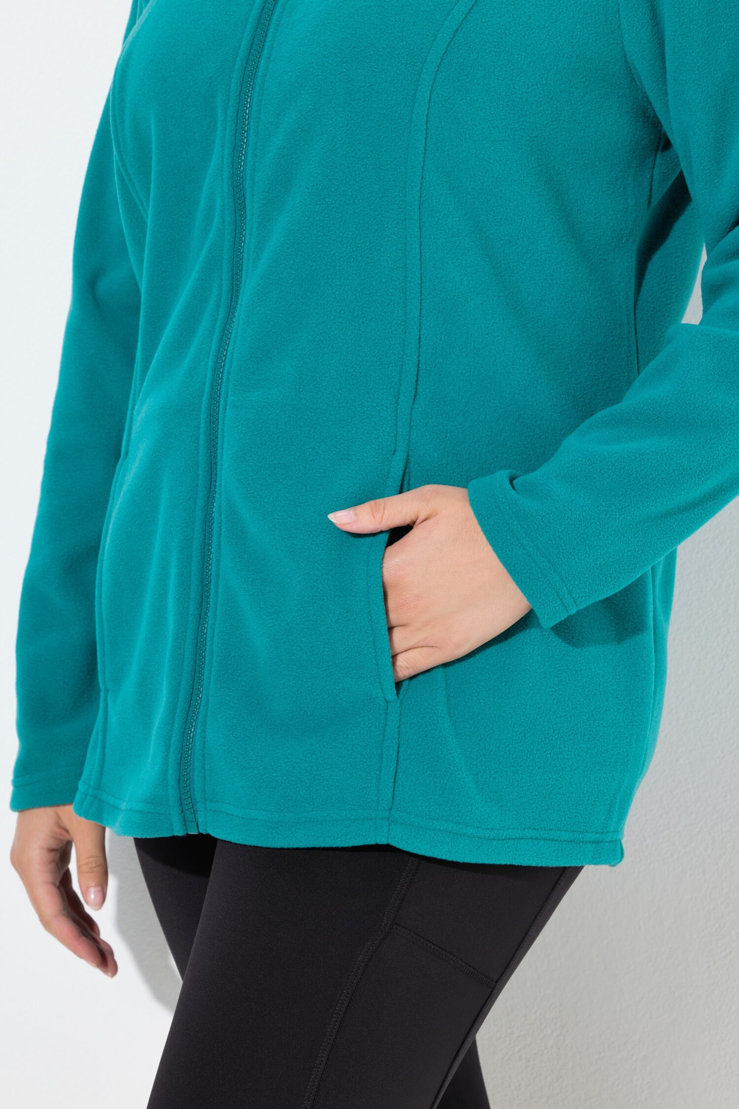 Ζακέτα fleece με φερμουάρ, όρθιο γιακά και μακριά μανίκια