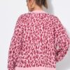 Ζακέτα oversized με λεοπάρ σχέδιο και κουμπιά σε σχήμα καρδιάς