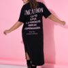 Φόρεμα μάξι oversized με τύπωμα Vacation