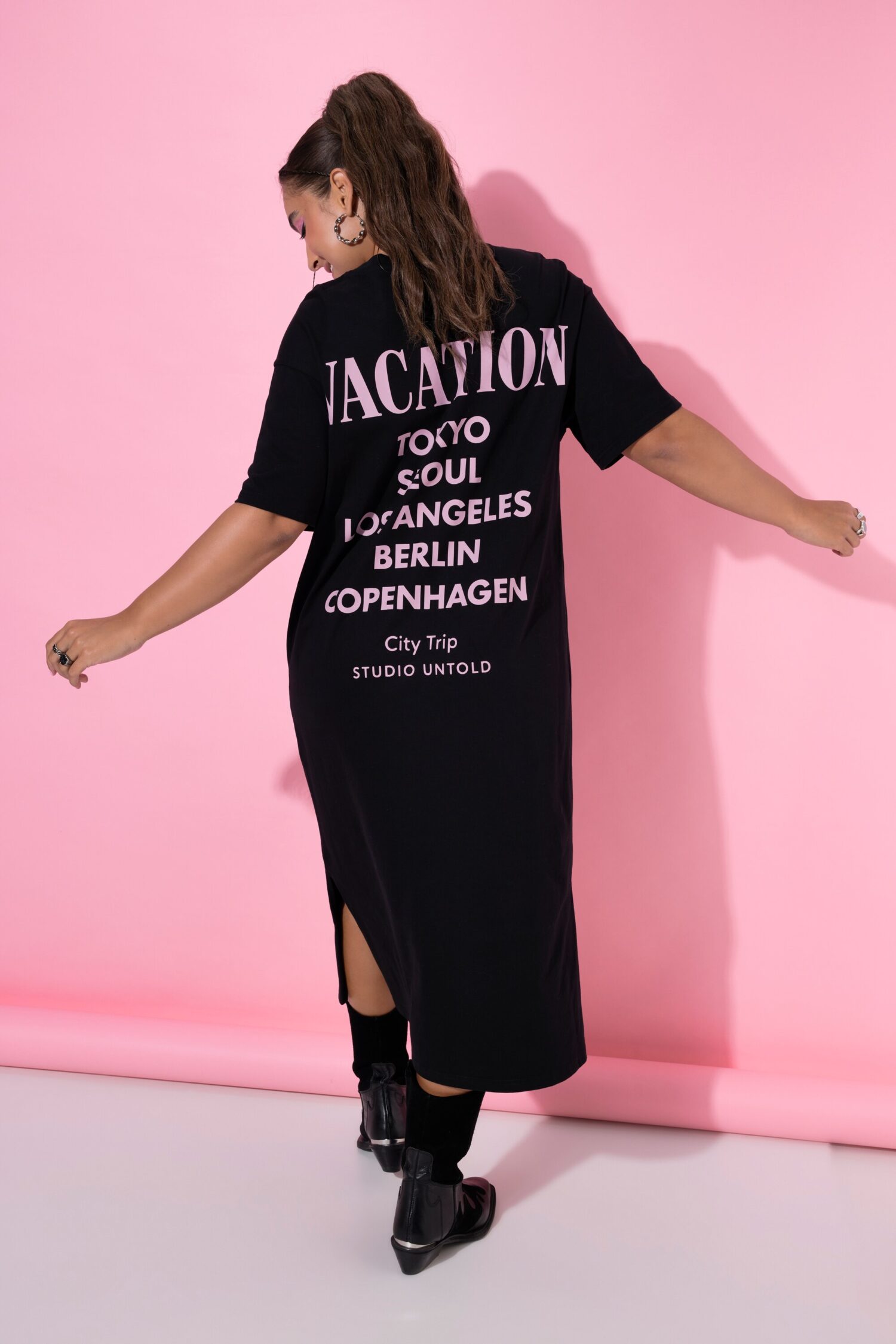 Φόρεμα μάξι oversized με τύπωμα Vacation