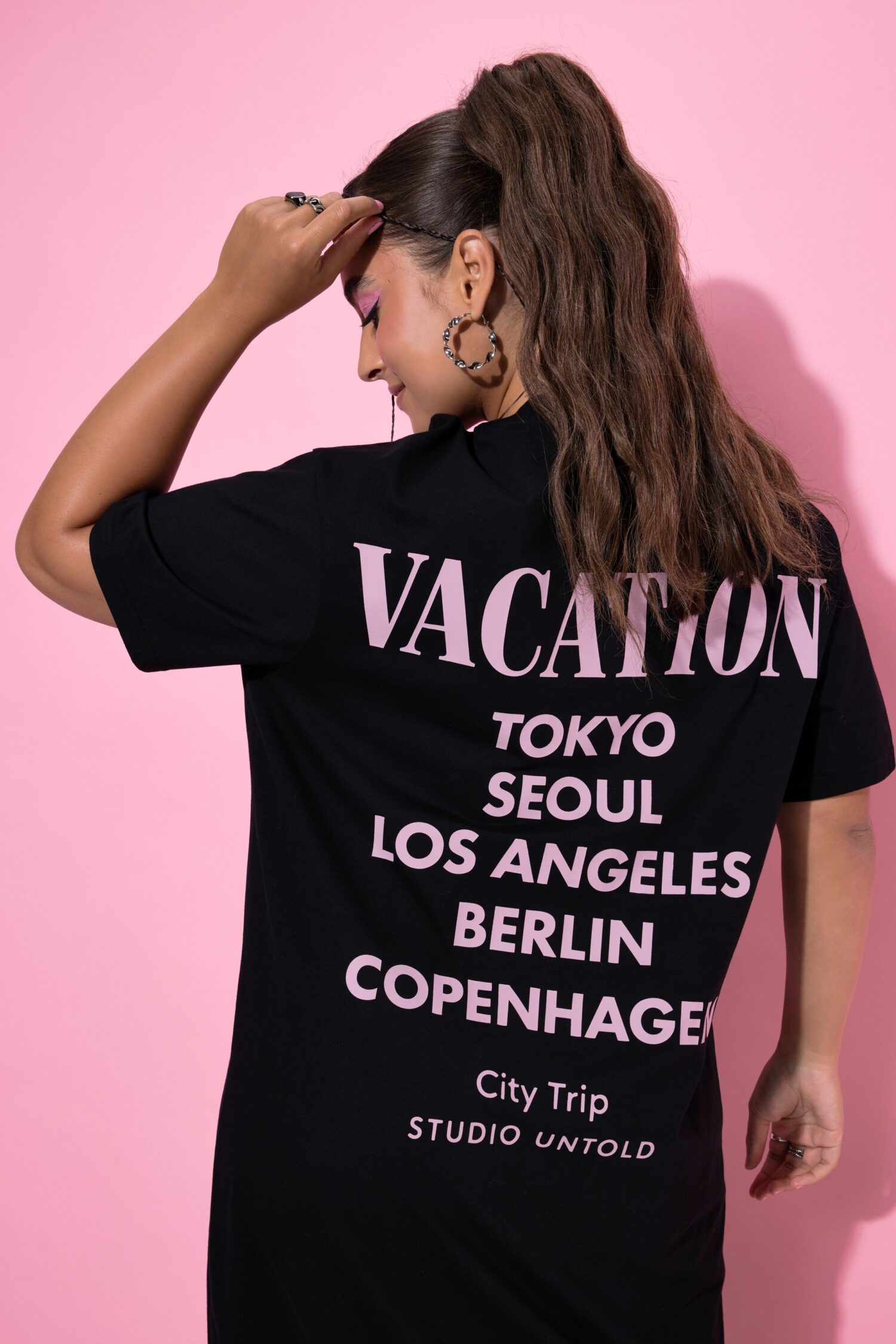 Φόρεμα μάξι oversized με τύπωμα Vacation