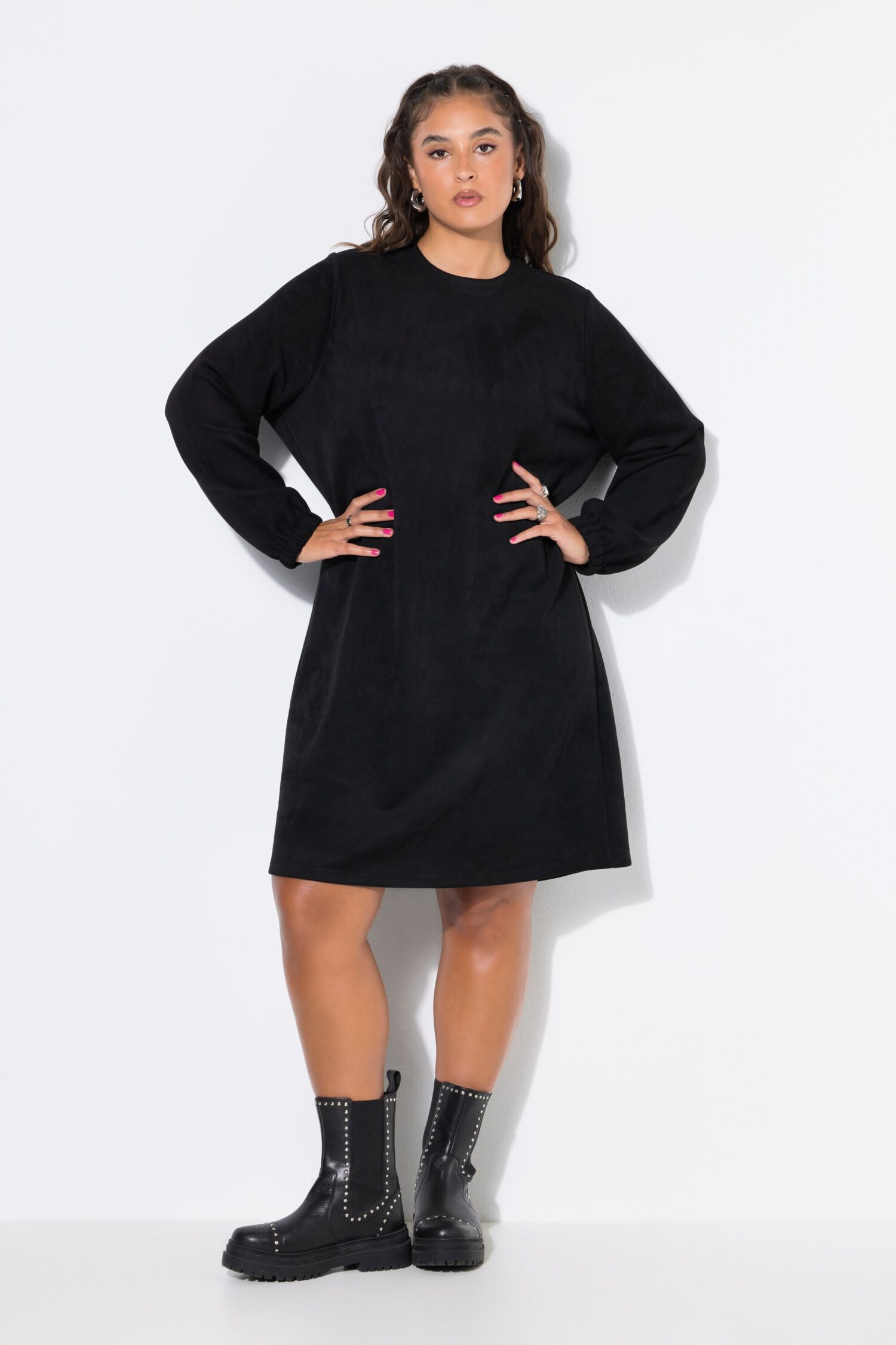 Φόρεμα oversized σε σουέτ look με μανίκια balloon