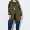 Γιλέκο fleece μακρύ σε γραμμή Α με κουκούλα