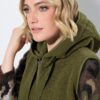 Γιλέκο fleece μακρύ σε γραμμή Α με κουκούλα