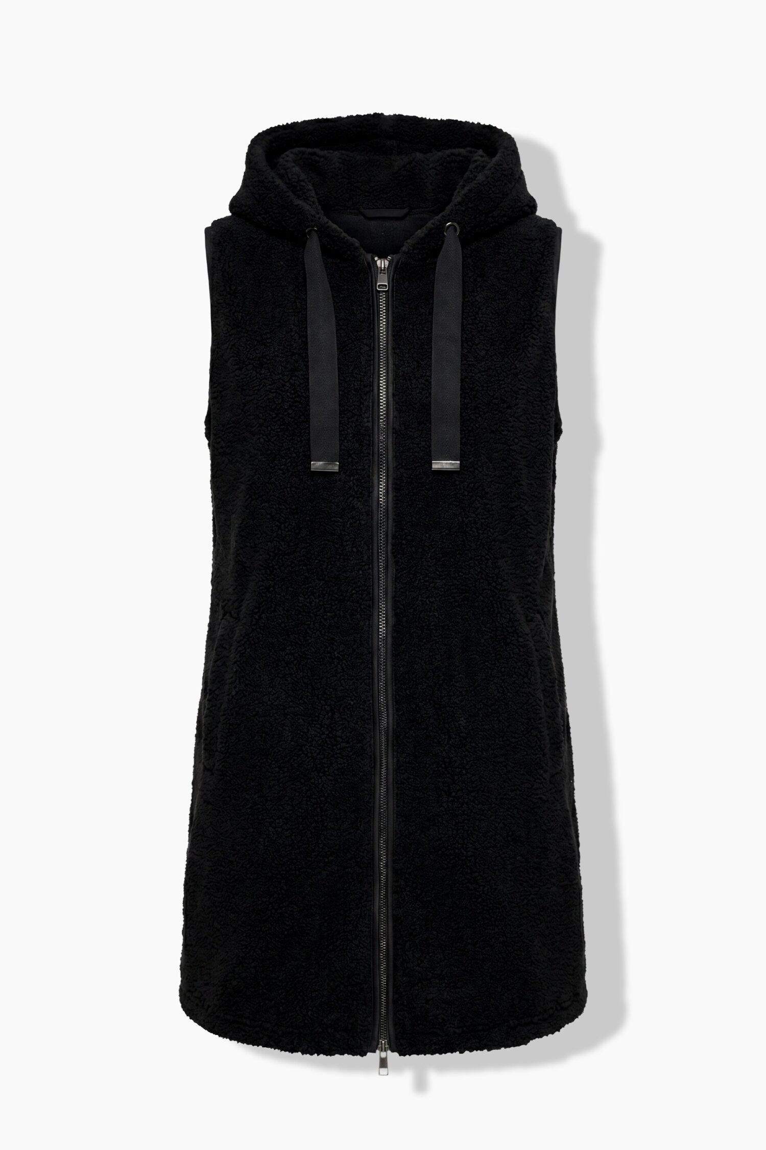 Γιλέκο fleece μακρύ σε γραμμή Α με κουκούλα