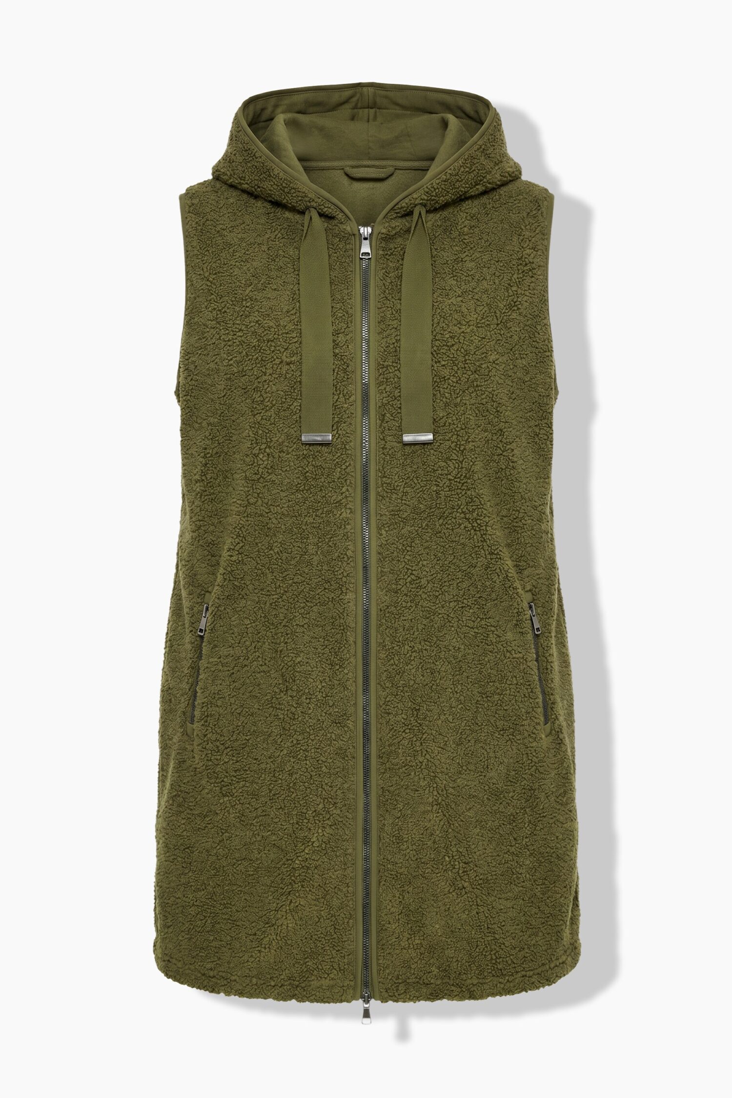 Γιλέκο fleece μακρύ σε γραμμή Α με κουκούλα