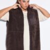 Γιλέκο oversized, teddy fleece με πλήρη επένδυση