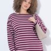 Μπλούζα μακρυμάνικη, oversized, ριγέ με κουμπιά στο πλάι