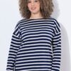 Μπλούζα μακρυμάνικη, oversized, ριγέ με κουμπιά στο πλάι