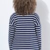 Μπλούζα μακρυμάνικη, oversized, ριγέ με κουμπιά στο πλάι