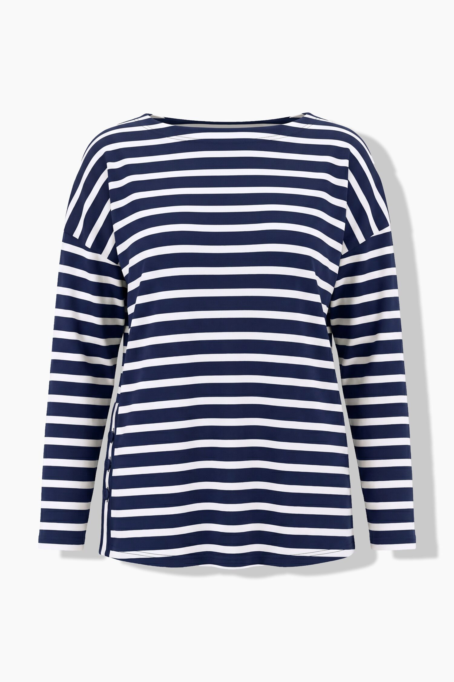 Μπλούζα μακρυμάνικη, oversized, ριγέ με κουμπιά στο πλάι