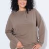 Μπλούζα oversized με όρθιο γιακά και μακριά μανίκια