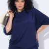 Μπλούζα oversized με όρθιο γιακά και ντραπέ ώμους