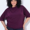 Μπλούζα oversized με όρθιο γιακά και ντραπέ ώμους