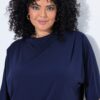 Μπλούζα oversized με όρθιο γιακά και ντραπέ ώμους