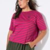 Μπλούζα oversized, ριγέ με διακριτικό κέντημα