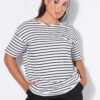 Μπλούζα oversized, ριγέ με διακριτικό κέντημα