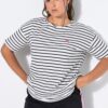 Μπλούζα oversized, ριγέ με διακριτικό κέντημα
