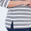 Μπλούζα ριγέ oversized με γράμματα και διακοσμητικά στρας