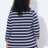 Μπλούζα ριγέ oversized με γράμματα και διακοσμητικά στρας