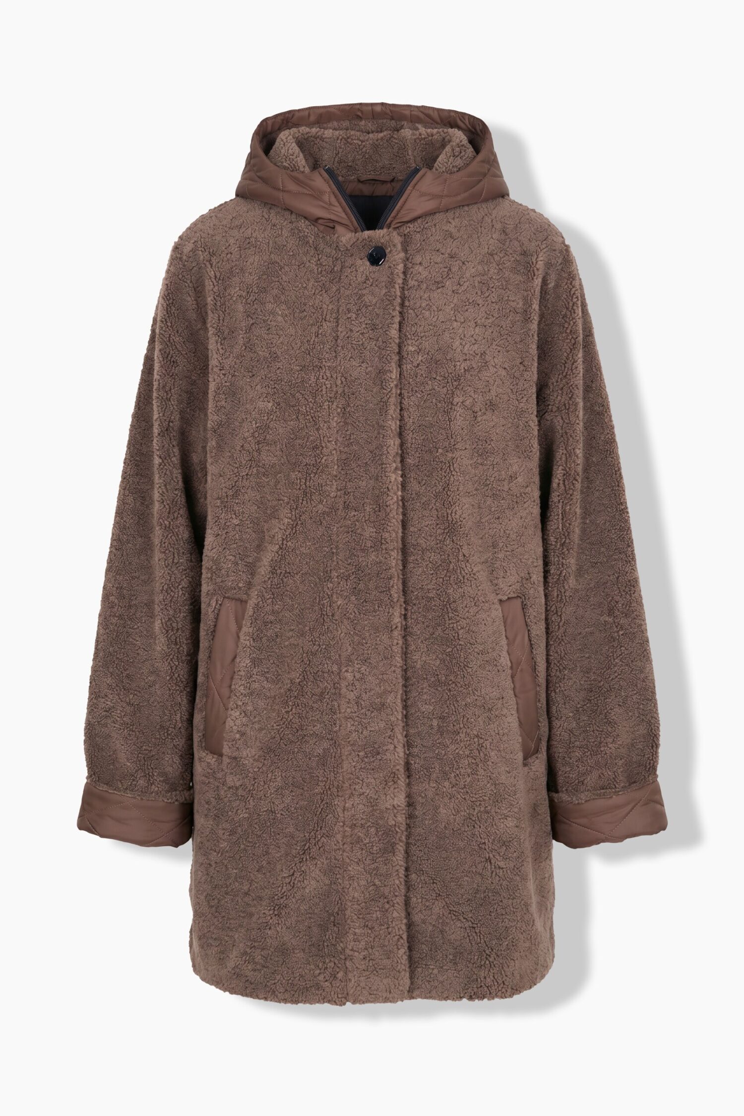 Μπουφάν fleece με καπιτονέ κουκούλα
