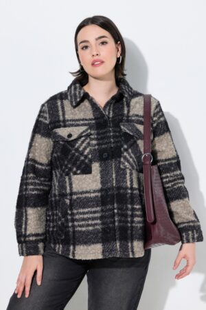 Μπουφάν teddy fleece, καρό με κουκούλα