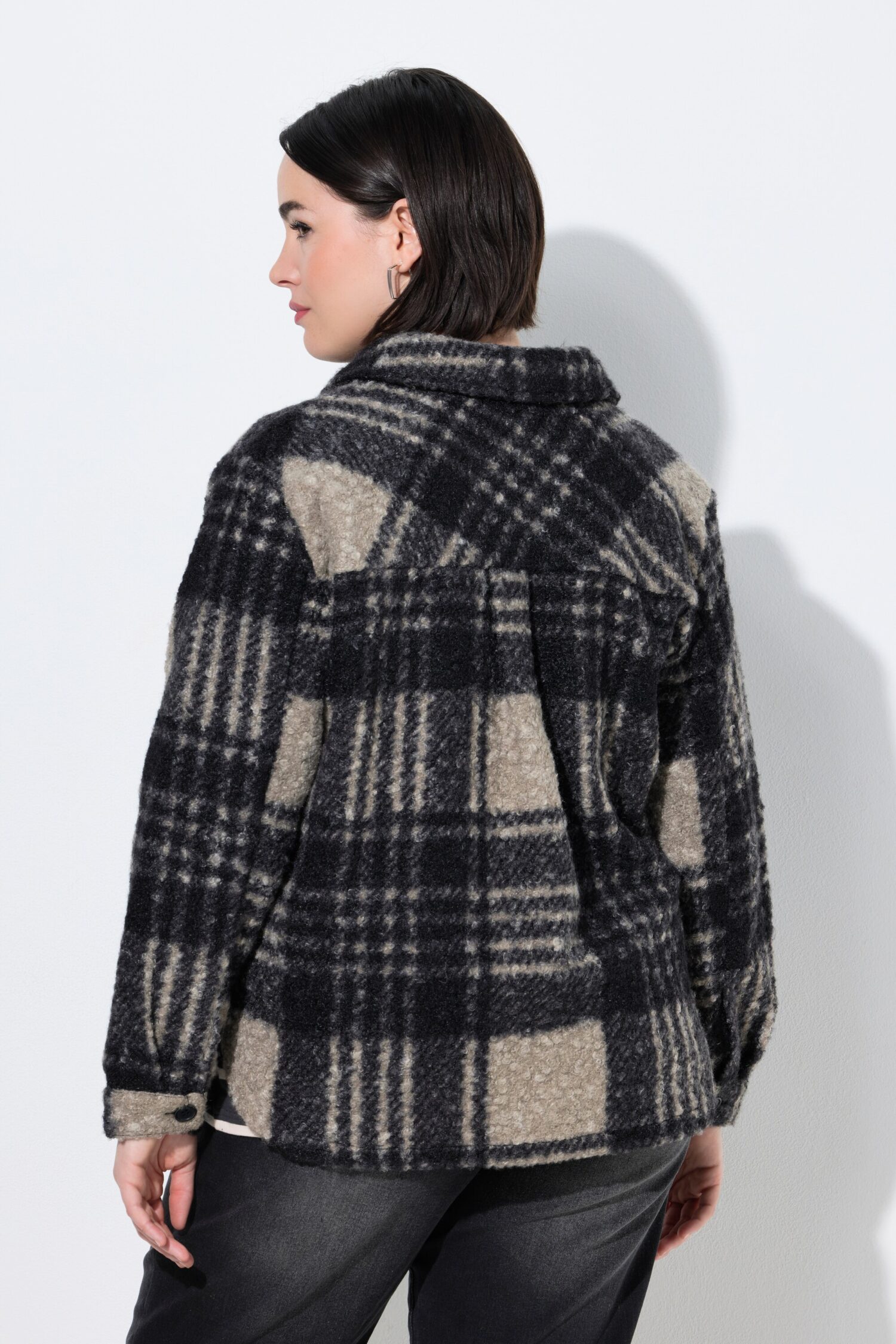 Μπουφάν fleece oversized με καρό σχέδιο