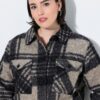 Μπουφάν fleece oversized με καρό σχέδιο