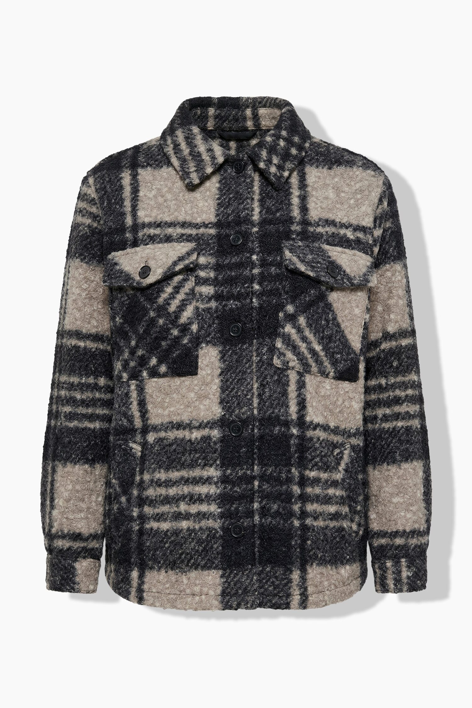 Μπουφάν fleece oversized με καρό σχέδιο