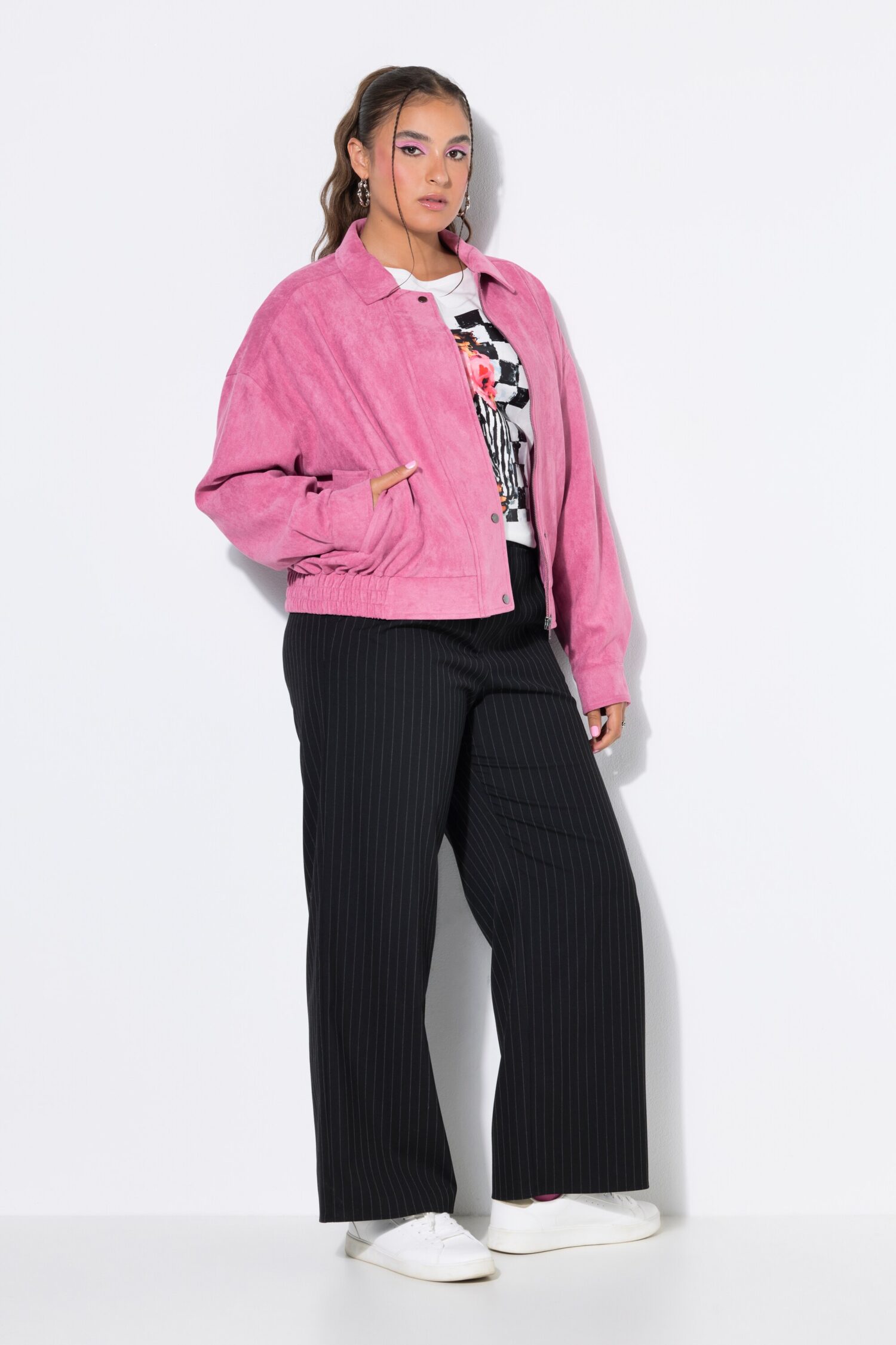 Μπουφάν oversized σε σουέτ look με φερμουάρ
