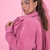 Μπουφάν oversized σε σουέτ look με φερμουάρ