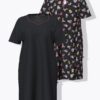 Νυχτικά oversized σε συσκευασία 2 τεμαχίων με κοντά μανίκια