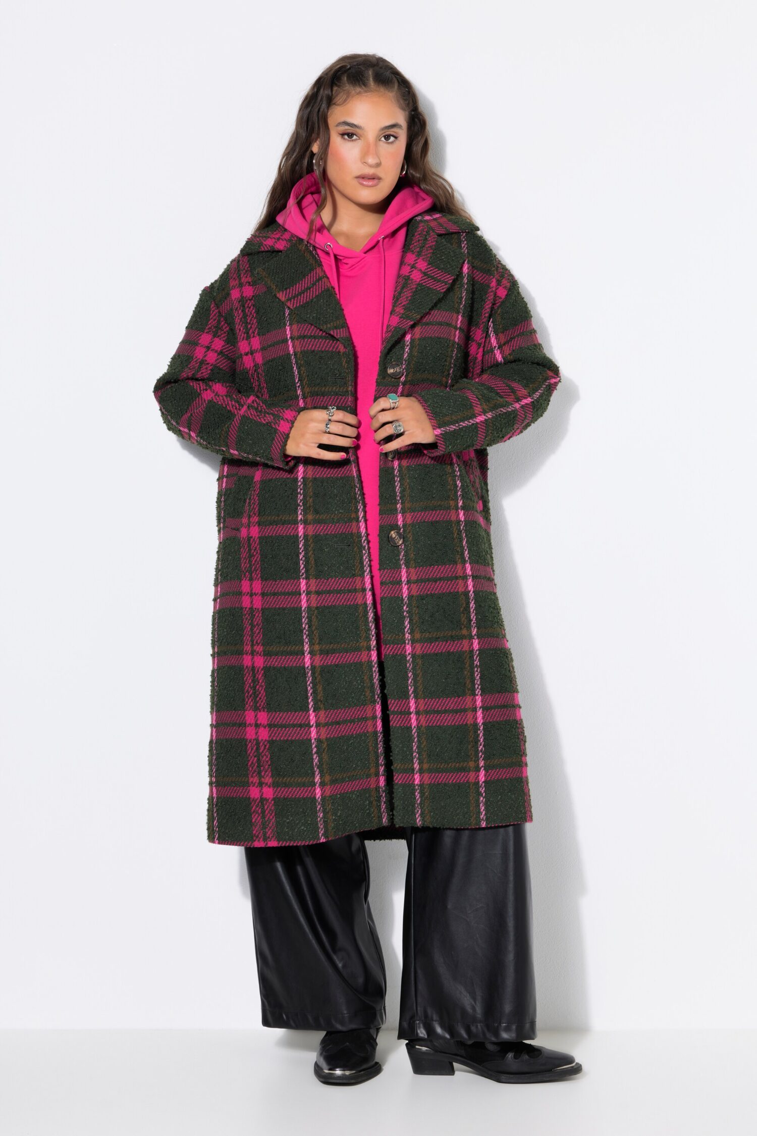 Παλτό oversized, καρό με πλήρη επένδυση