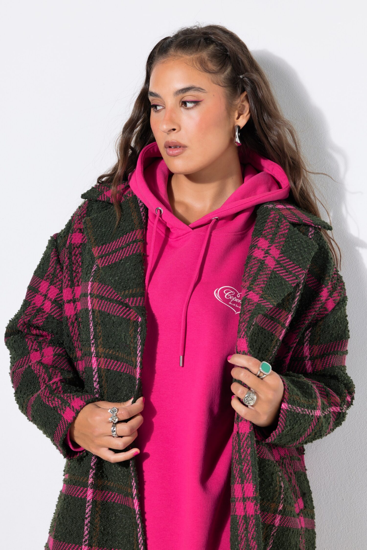 Παλτό oversized, καρό με πλήρη επένδυση