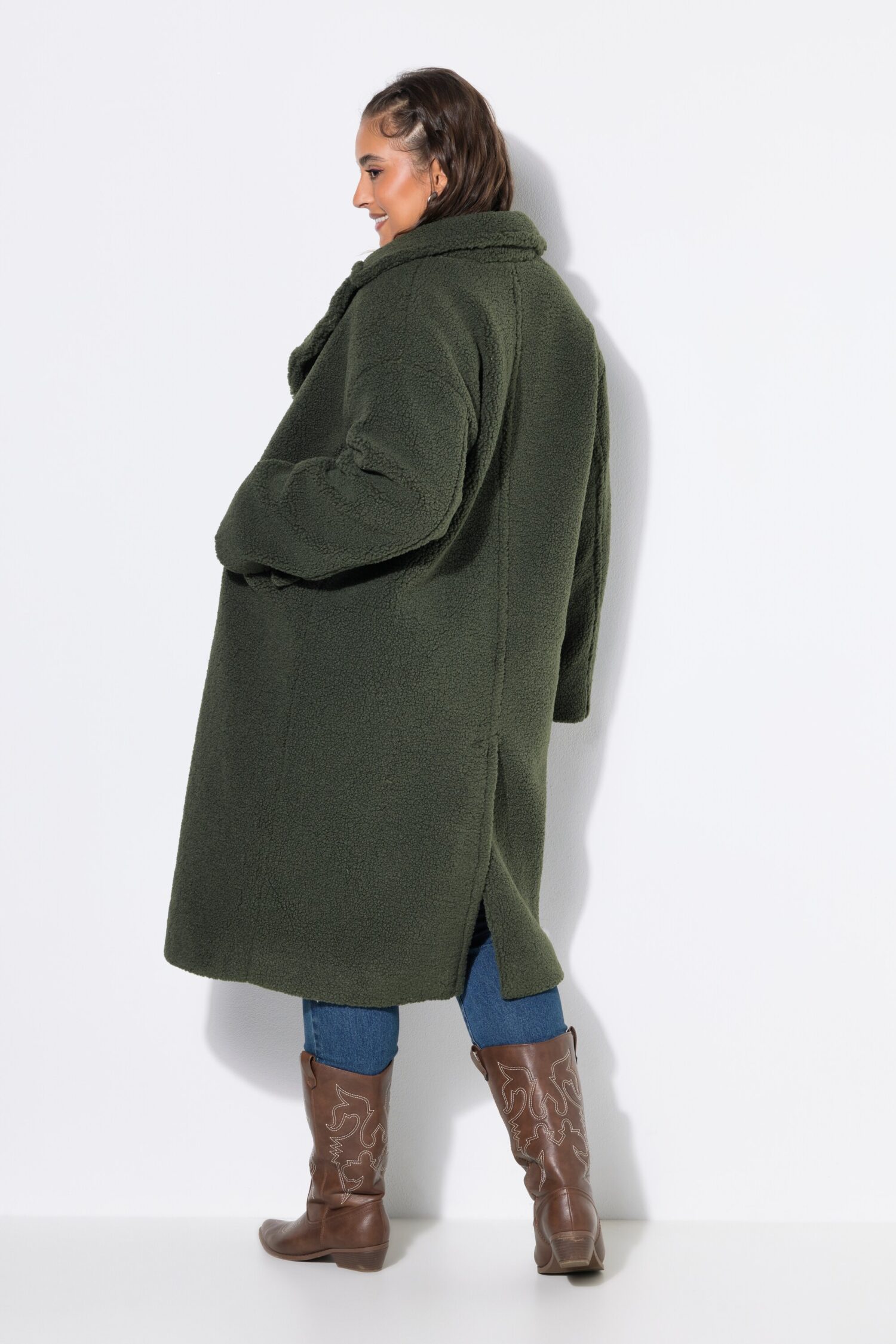Παλτό oversized, teddy με διπλό κούμπωμα